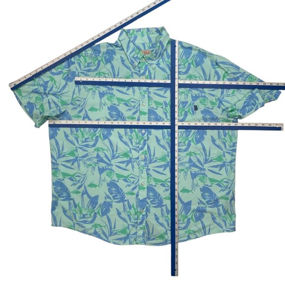 Huk Button Down Shirt 3XL XXXL Turquoise Short Sleeve Logo Performance Fishing - Picture 4 of 14